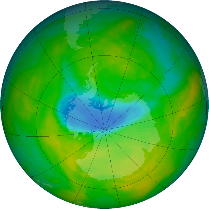 Antarctic ozone map for 04 December 1984